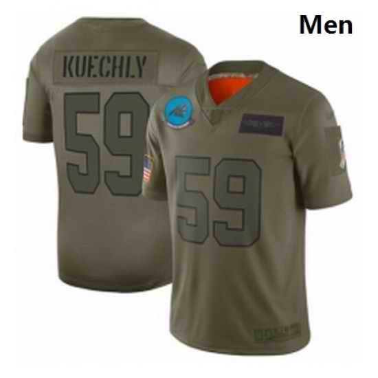 Men Carolina Panthers 59 Luke Kuechly Limited Camo 2019 Salute to Service Football Jersey